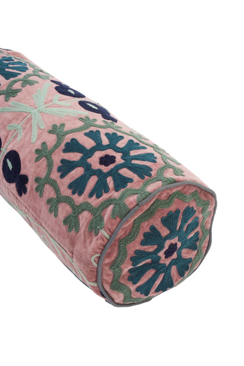 Suzani Embroidered Velvet Bolster