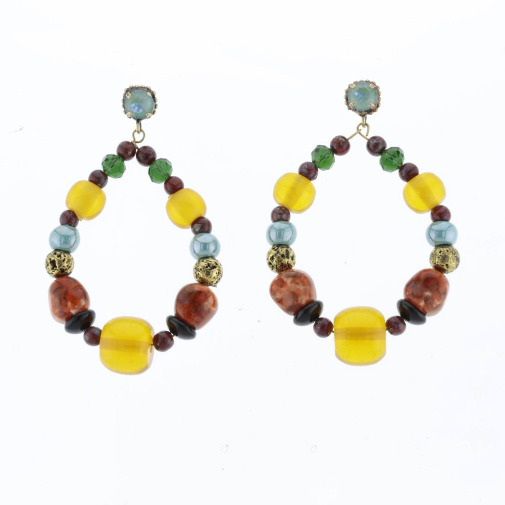 Beaded Hoop Earrings | Yellow