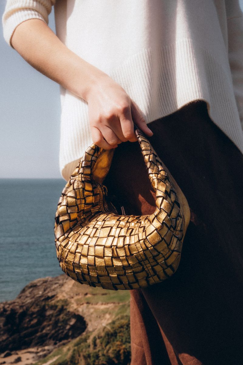 Campomaggi Woven Shoulder Bag | Gold