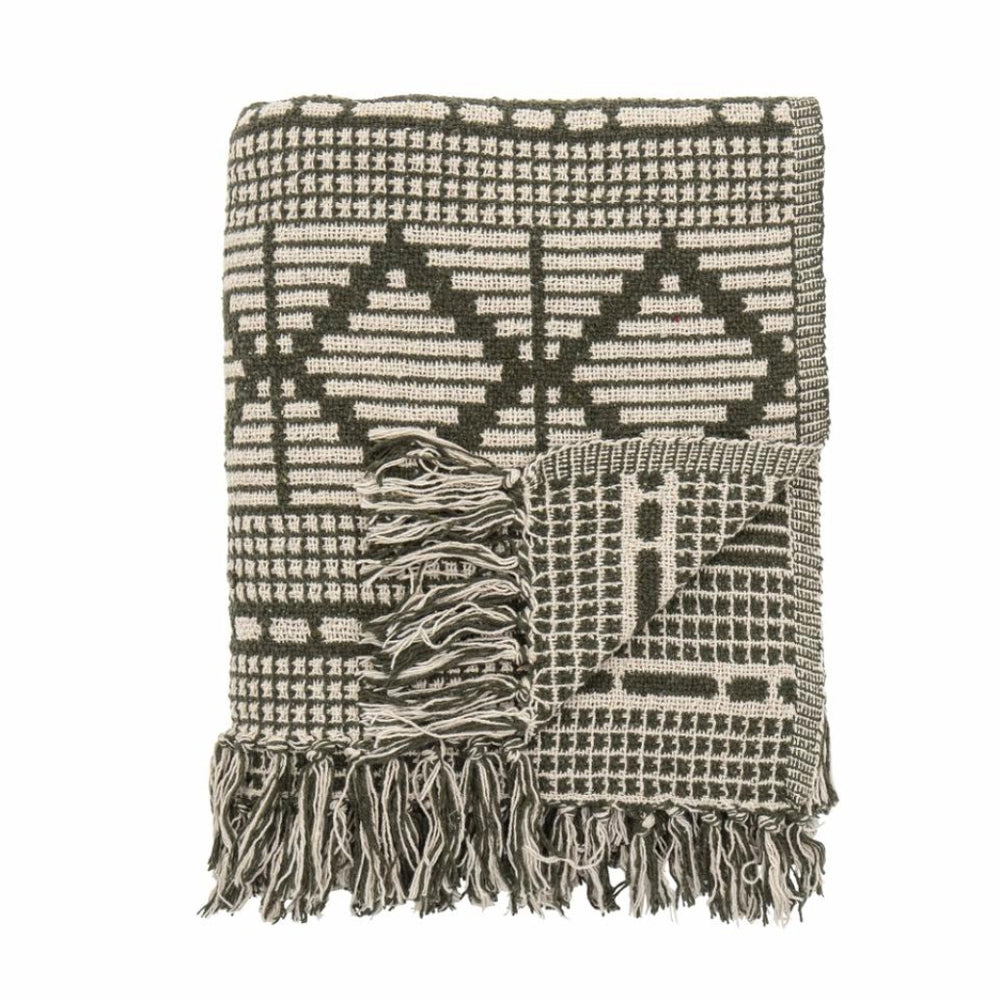 Deep Green Cotton Throw