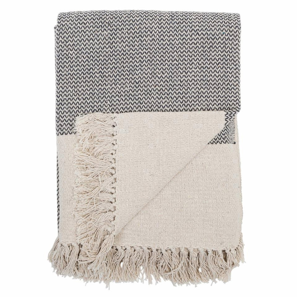 Grey & Natural Cotton Throw