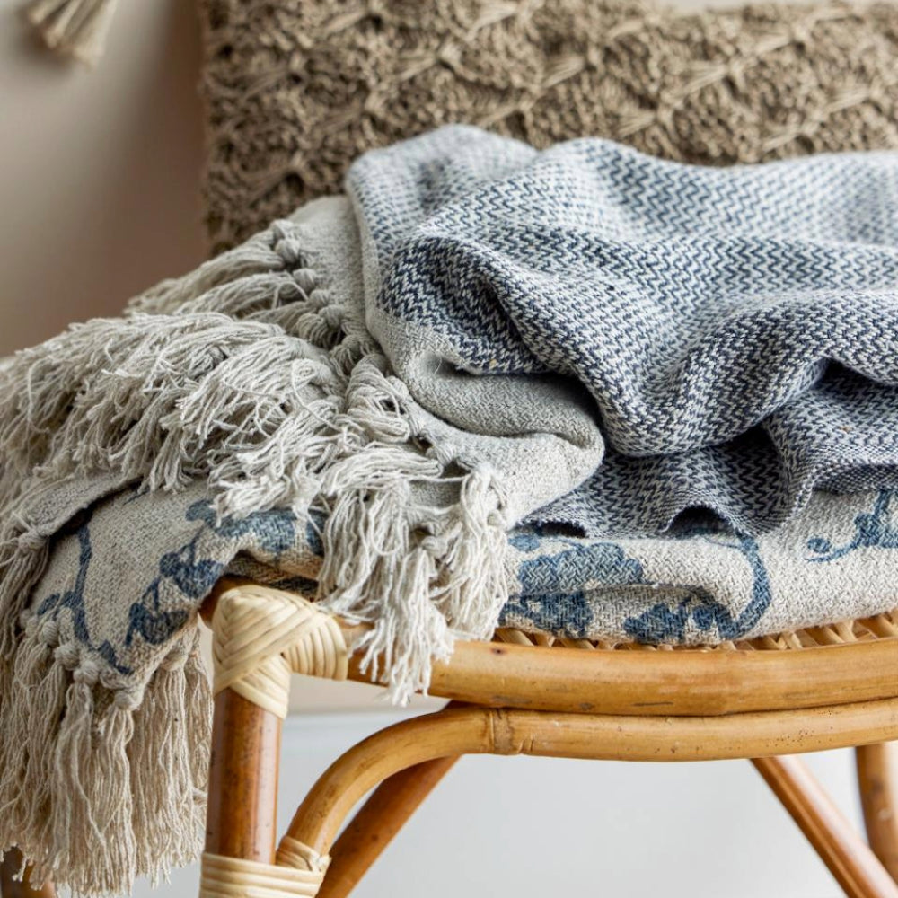Grey & Natural Cotton Throw