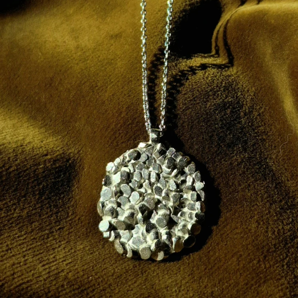 Jade Mellor Caddis Disc Pendant | Silver