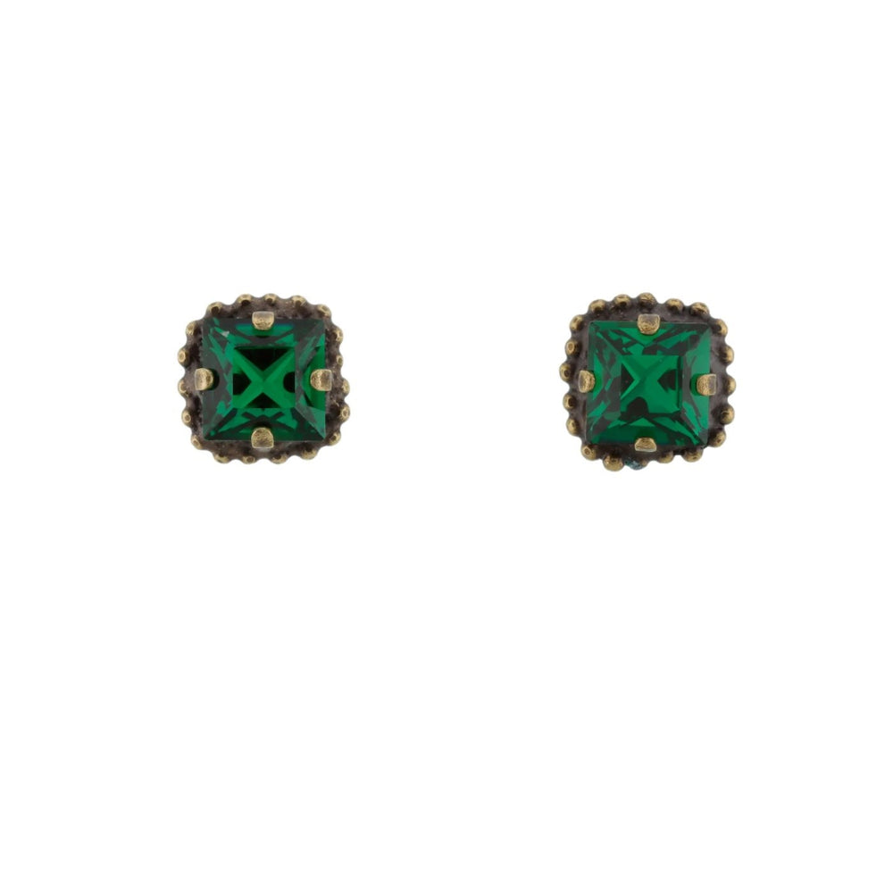 Square Stud Earrings | Green
