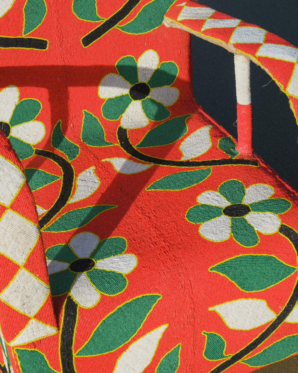 Yoruba Beaded Throne Chair | Red