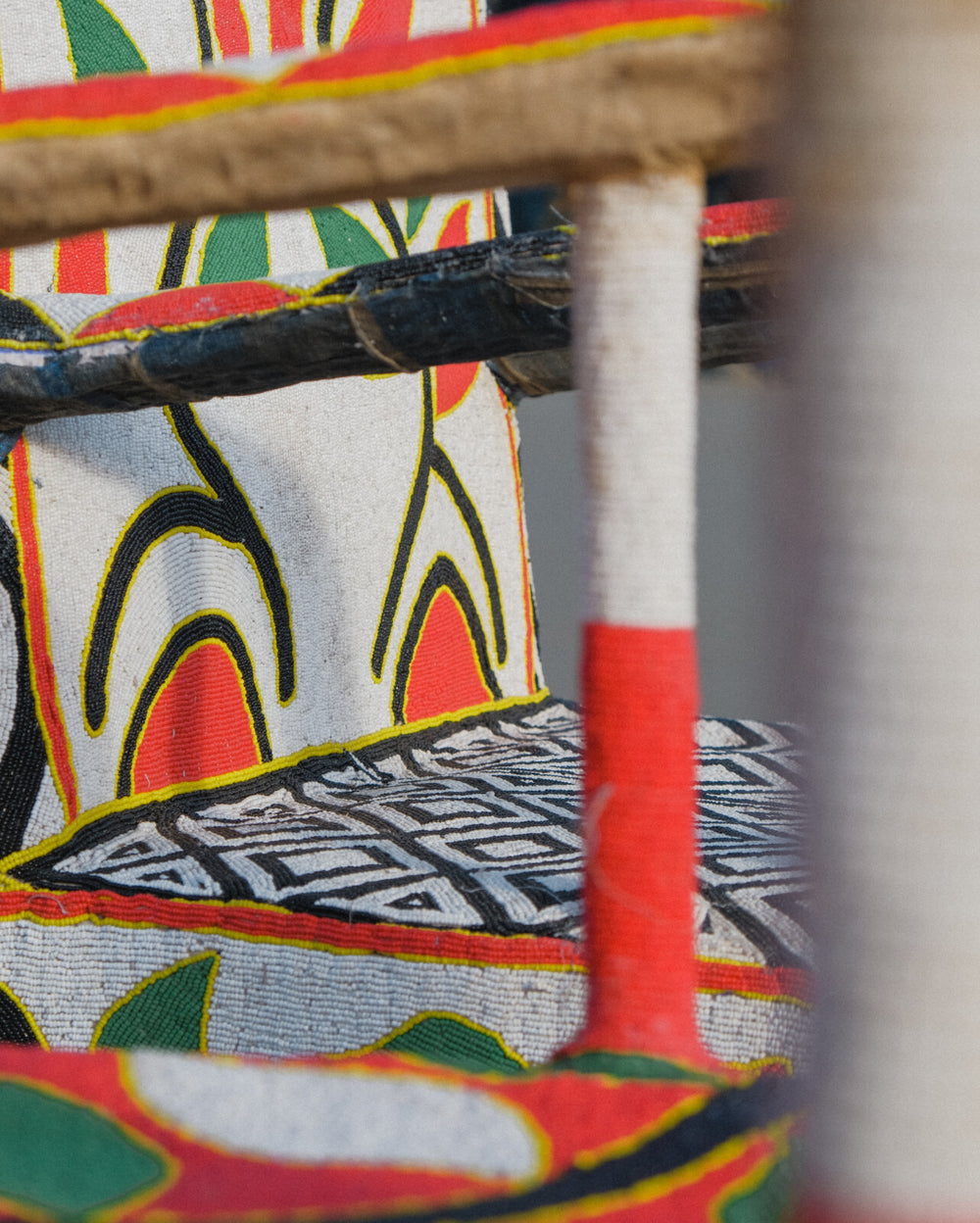 Yoruba Beaded Throne Chair | White