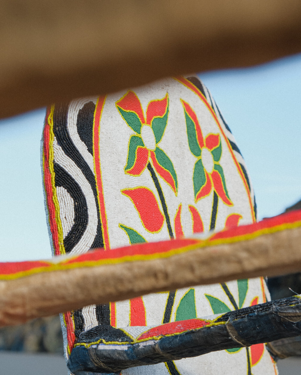Yoruba Beaded Throne Chair | White