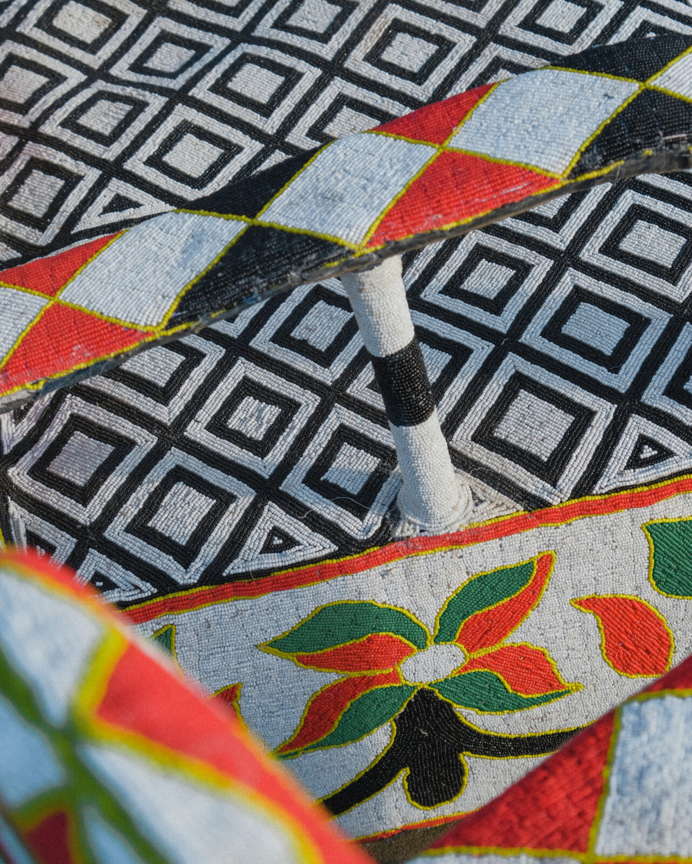Yoruba Beaded Throne Chair | White