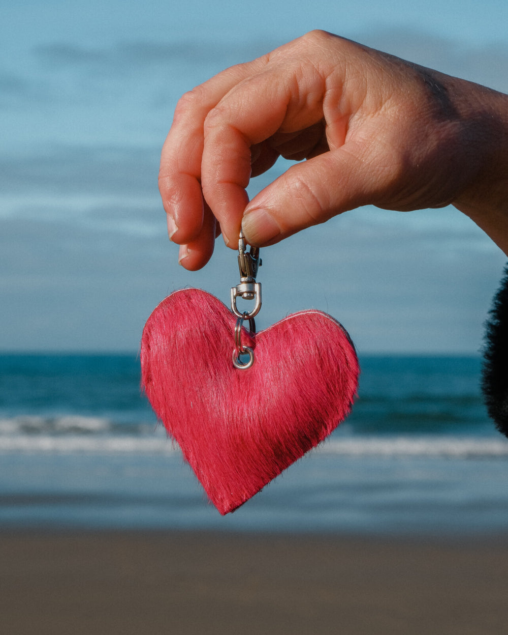 Cowhide Heart Keyring
