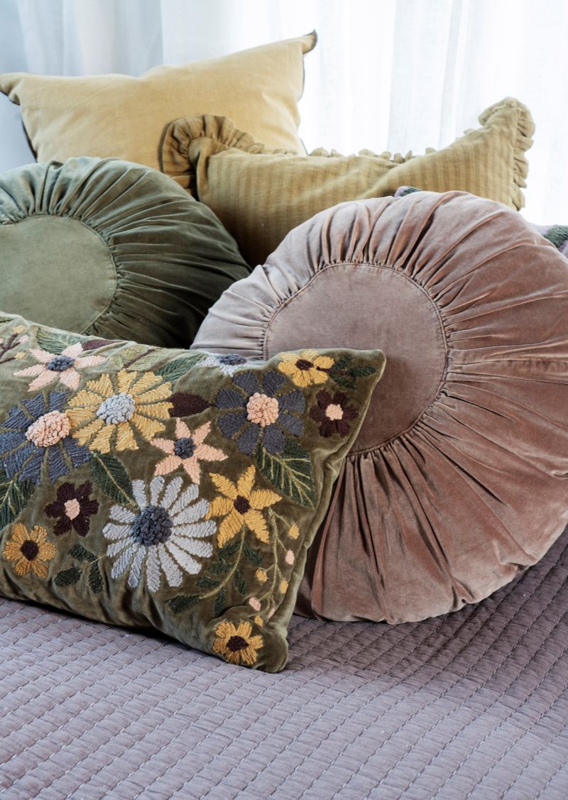 Embroidered Velvet Cushion Cover
