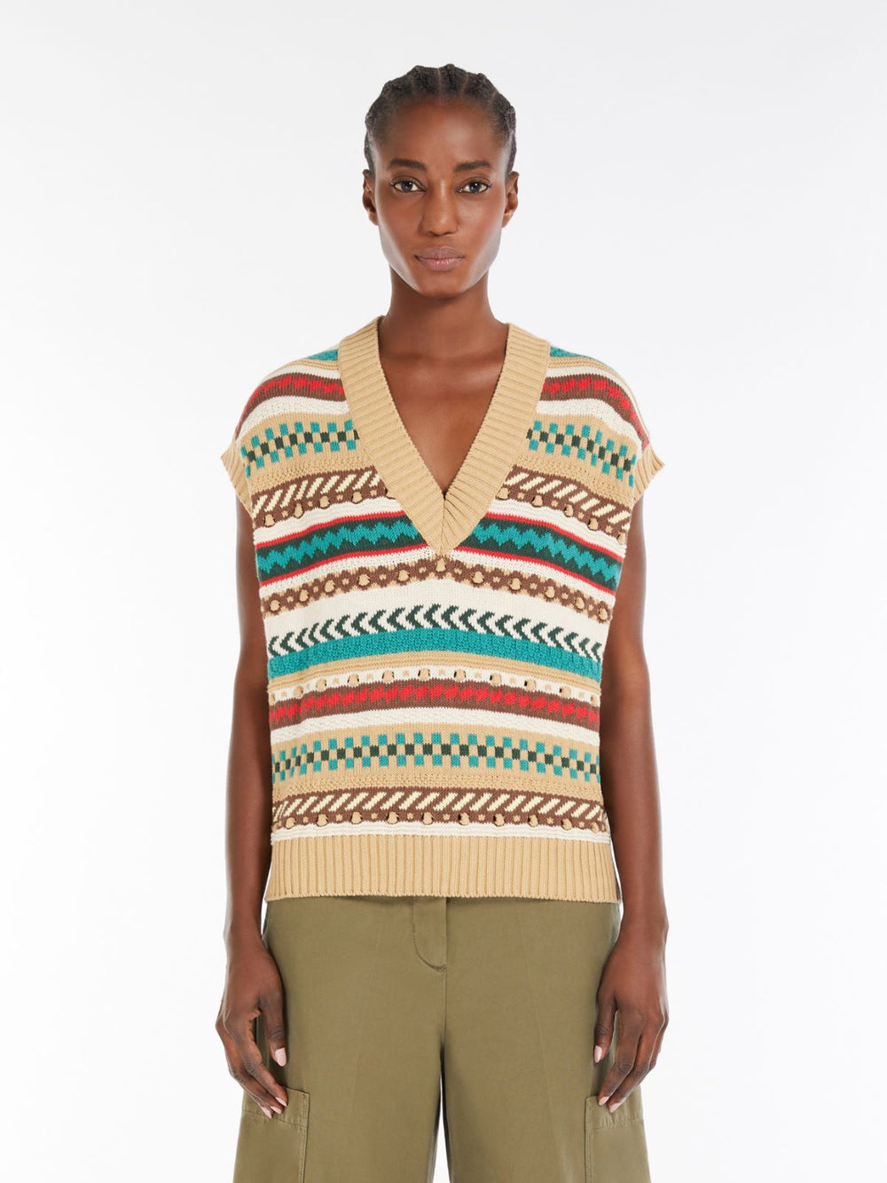 Weekend Max Mara Jacquard Cotton Yarn Gilet