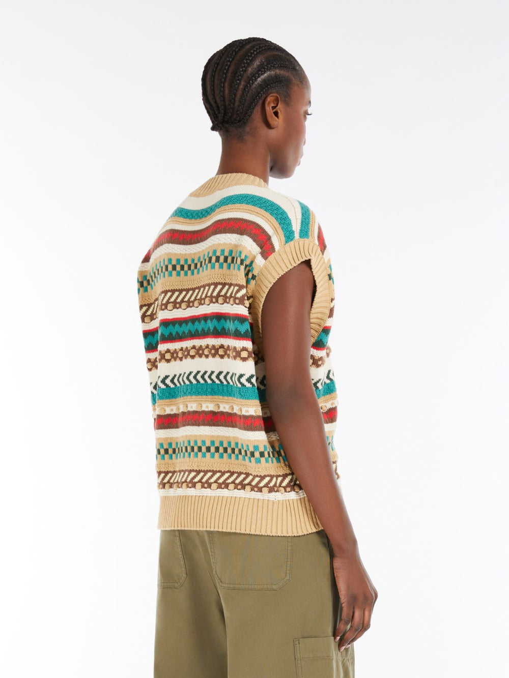 Weekend Max Mara Jacquard Cotton Yarn Gilet