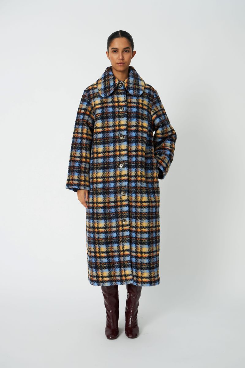 Stella Nova Long Wool Checked Coat