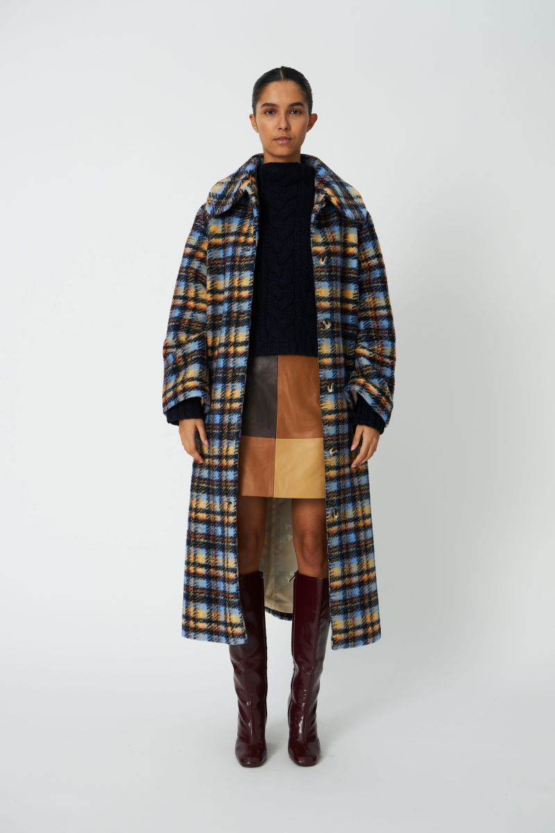 Stella Nova Long Wool Checked Coat
