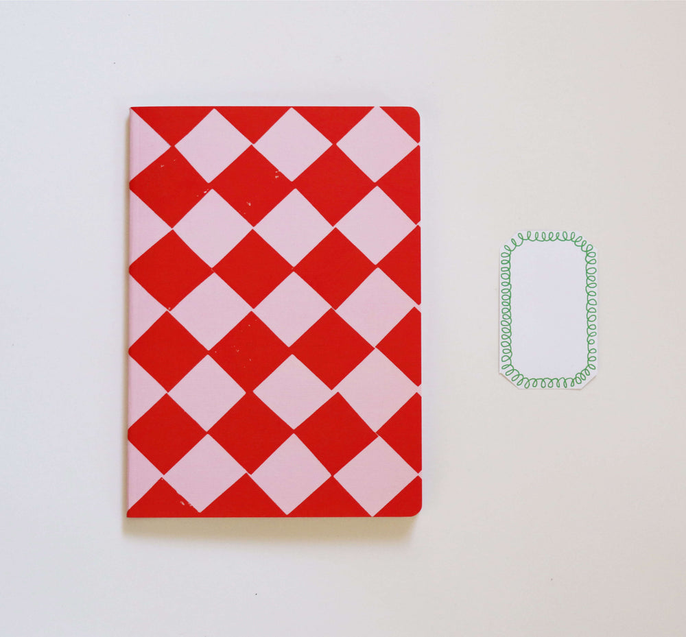 A5 Red & Pink Chequered Notebook