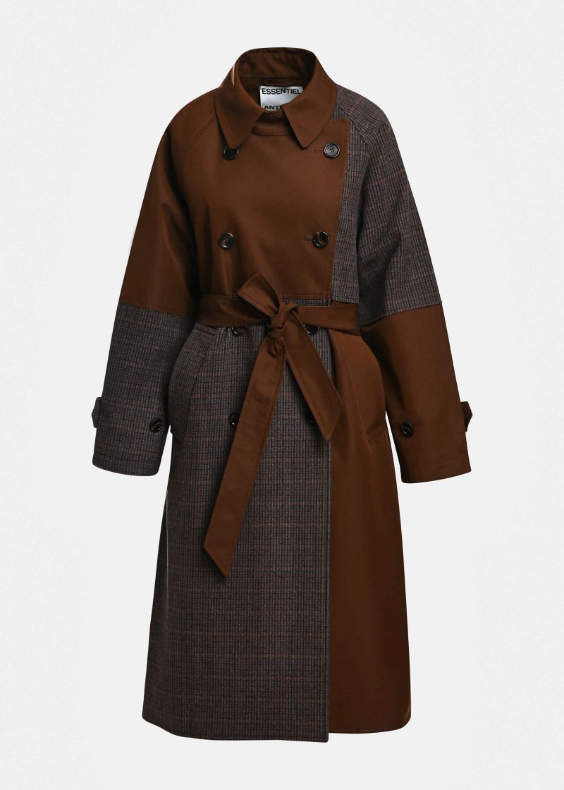 Essentiel Antwerp Kagu Patchwork Trench Coat