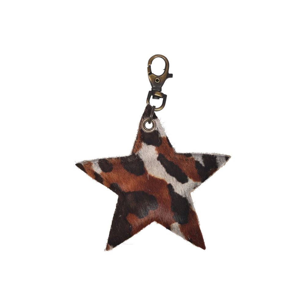 Cowhide Star Keyring