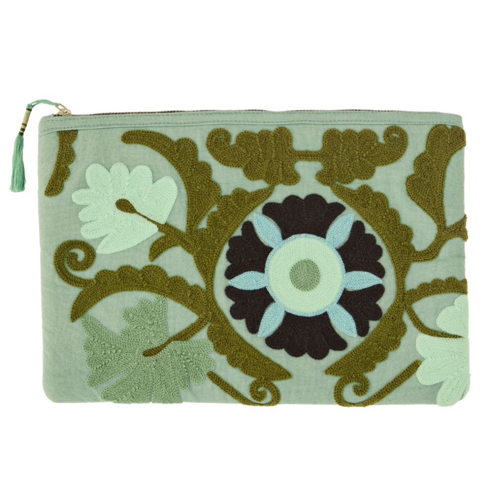 Embroidered Pouch | Mist Green