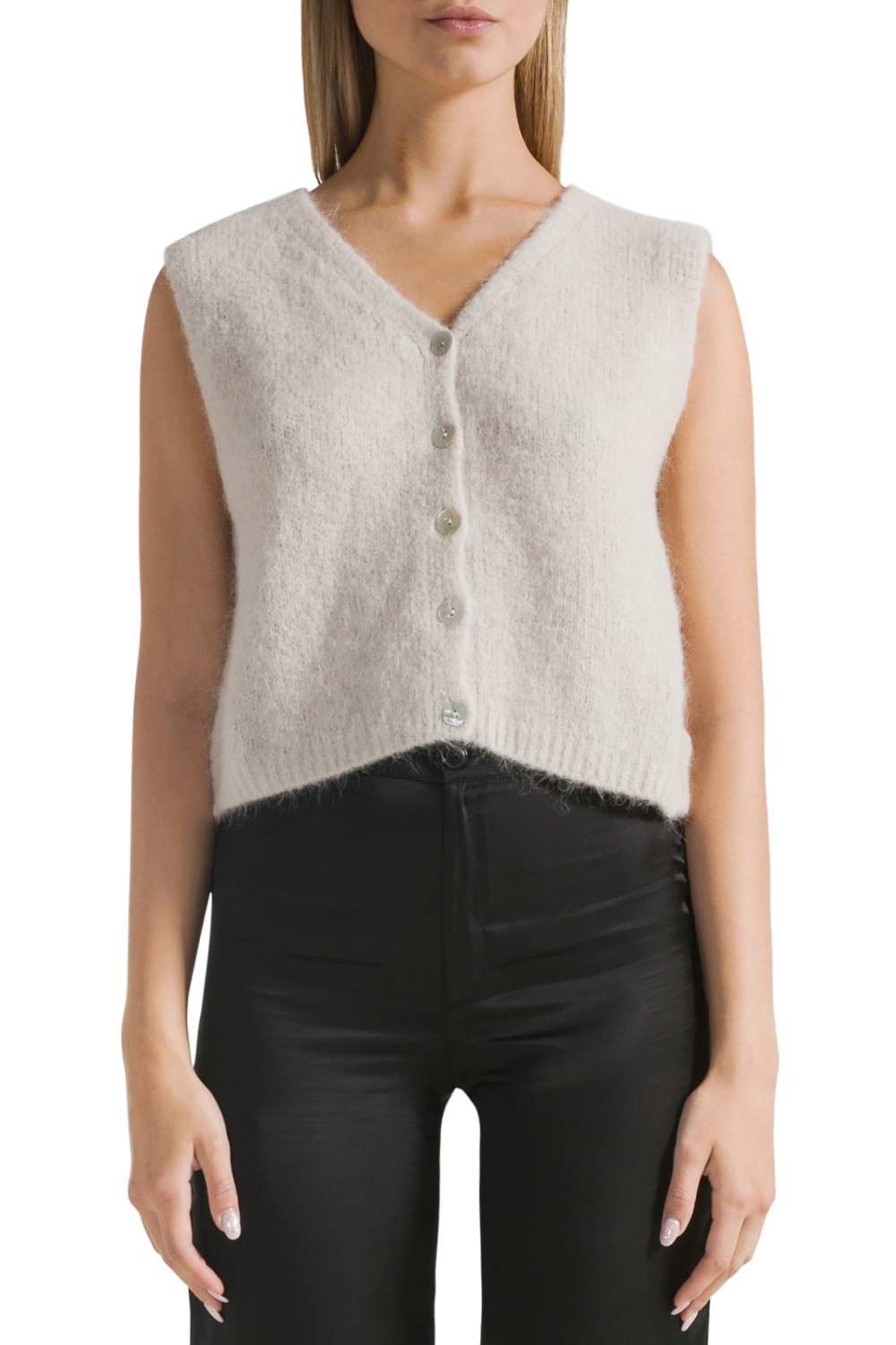 American Dreams Telma Alpaca Vest | Beige - Image 2