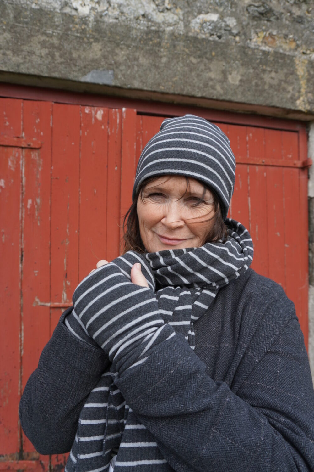 Mama B Kaki Hat | Antracite Stripe