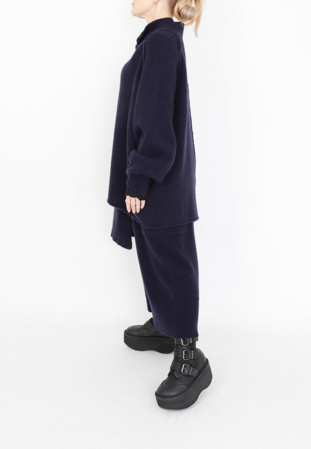 Sort Aarhus Knitted Cardigan | Navy - Image 3